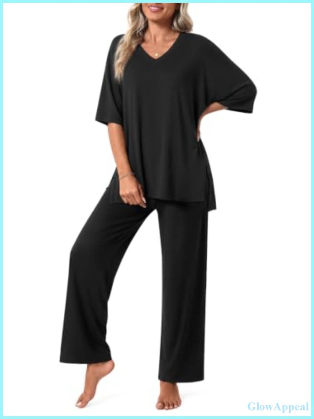 Women's 2 Piece Lounge Set V-Neck Top & Pants Pajamas